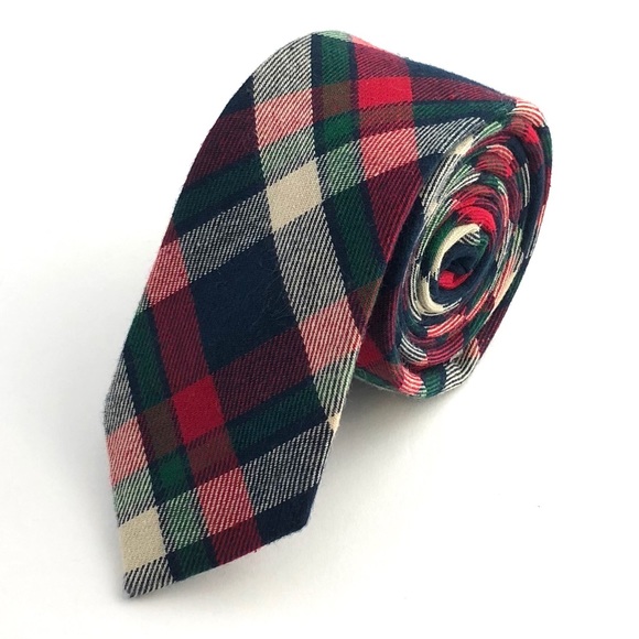 Groomsland Other - Men's Green & Red Plaid Flannel Necktie Groomsland Other - Men's Green & Red Plaid Flannel Necktie